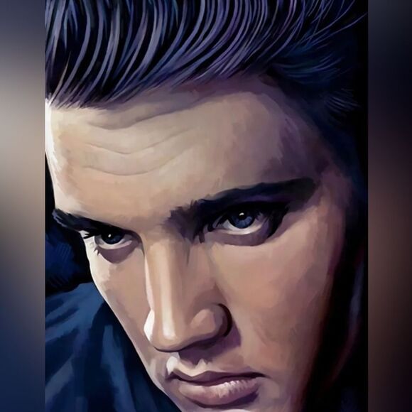 RARE Elvis Presley Portrait Painting Singing Rock n Roll Print Wall Art - Picture 1 of 7